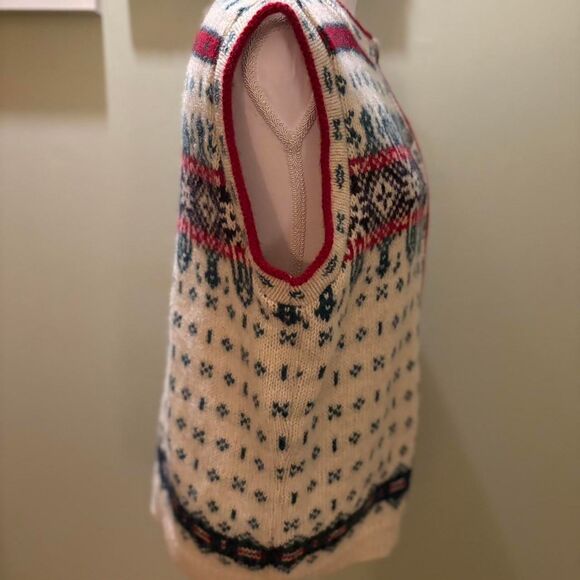 Vintage L.L. Bean Men's Sweater Vest Nordic Print Wool Blend Made in USA Size L - Picture 4 of 8